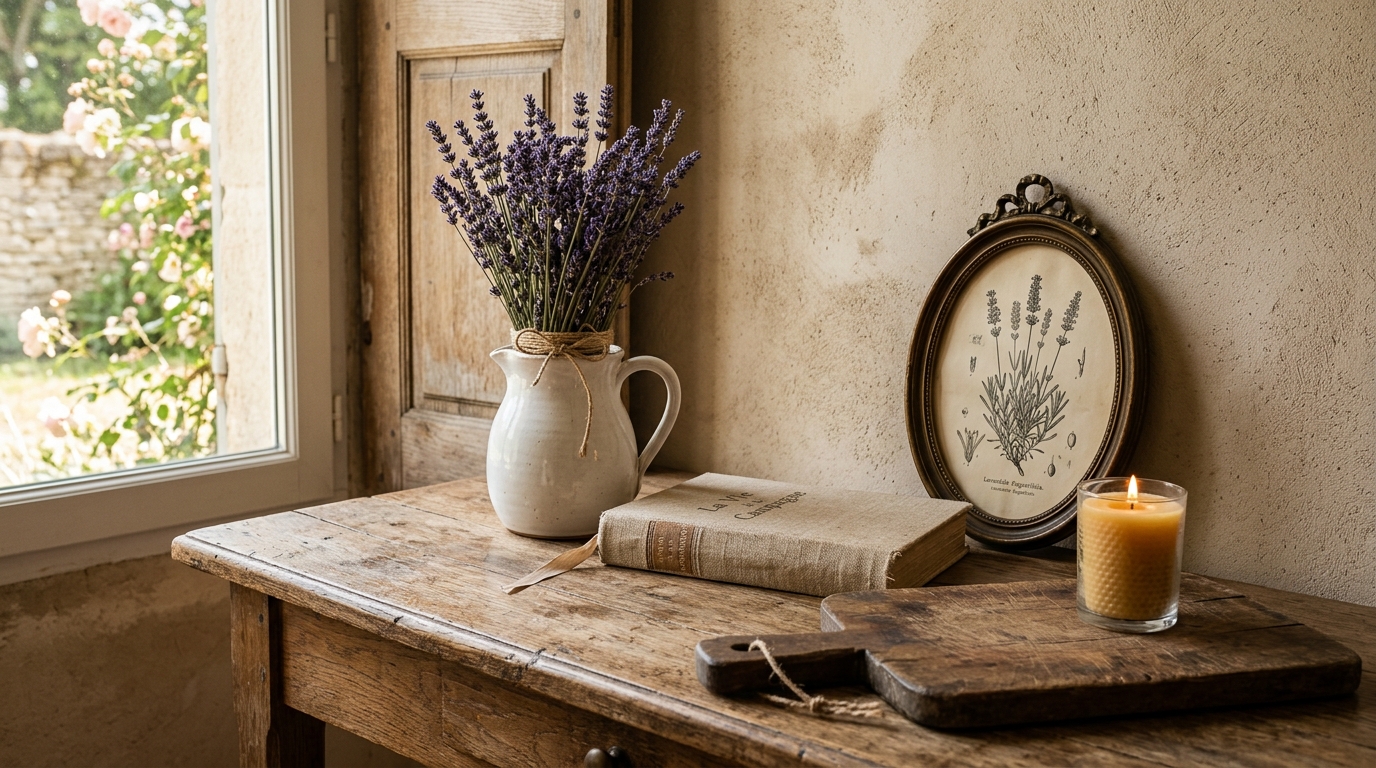 French country decor vignette